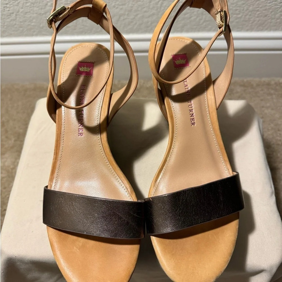 Elaine Turner Shoes - Elaine Turner Metallic Woven Open Toe Ankle Strap Wedge between ~size 9